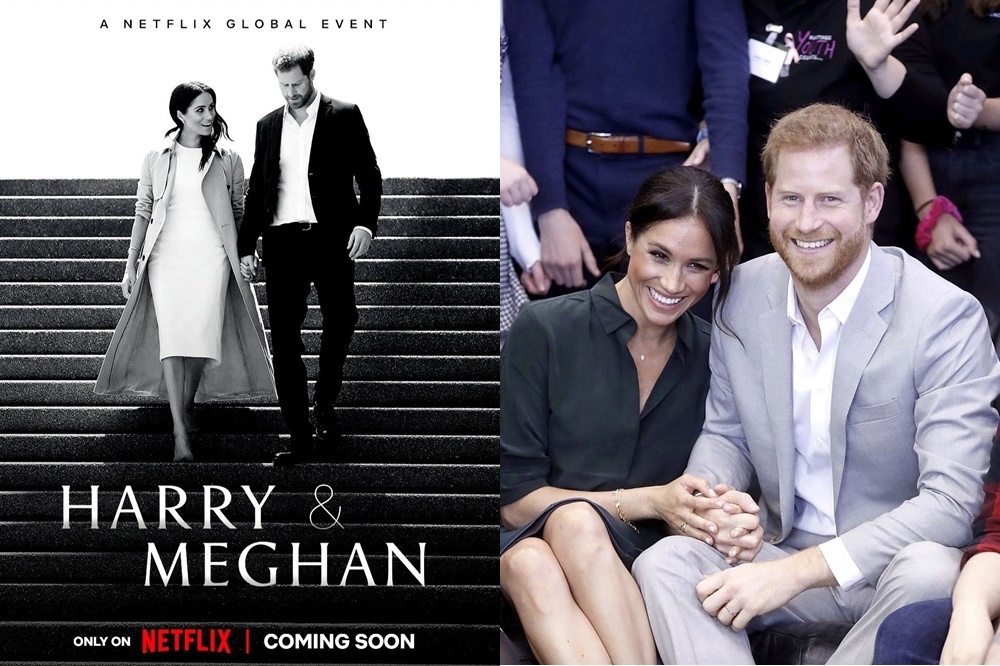 英國哈利王子與梅根自2021年脫英後，不斷與英國皇室爆衝突，他們的紀錄片將於12/8在Netflix播出，核彈級的預告再掀熱議。（左取自Netflix，右翻攝自sussexroyel IG）
