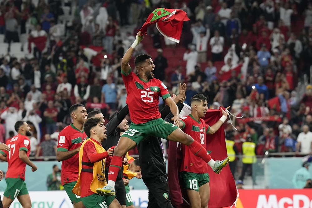 同为伊斯兰国家，在卡达举办的本届世界盃宛如摩洛哥主场。（美联社）(photo:UpMedia)