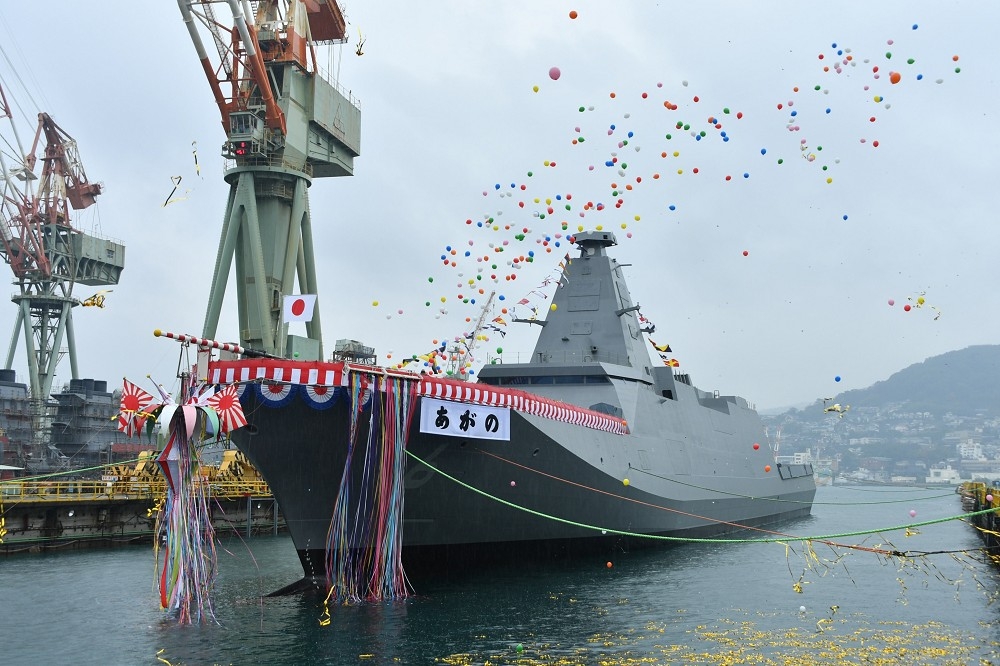 日本第6艘「最上級」護衛艦「阿賀野號」下水。（取自海上自衛隊佐世保地方総監部推特）