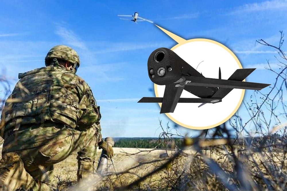 美國「彈簧刀」（Switchblade）小型攻擊型無人機，在俄烏戰爭中重創俄軍地面部隊，陸軍計畫2024年軍售採購百套彈簧刀。（取自aerovironmentinc推特）