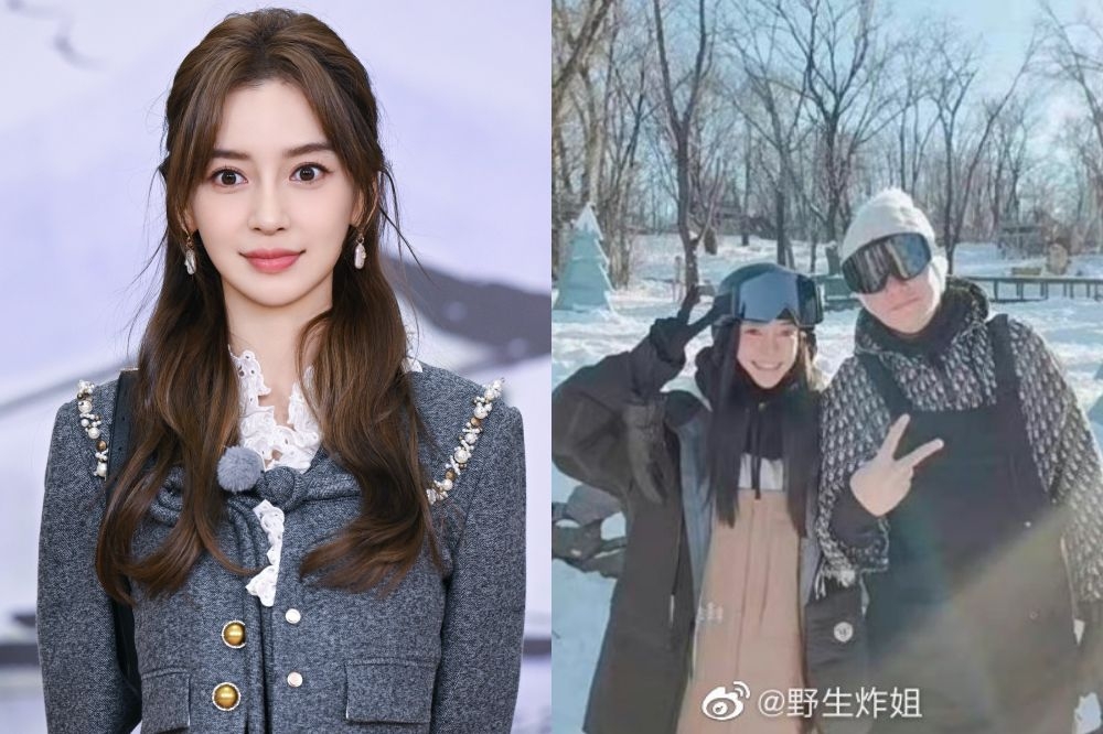 Angelababy与黄晓明离婚一年，传出另结新欢，对象是已婚歌手关喆，双方一起去滑雪的照片也曝光。（取自微博）(photo:UpMedia)