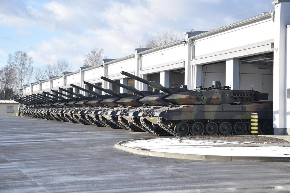 波兰总统杜达宣布援助乌克兰1个「豹2」战车连，实际是施压德国对是否加大军援力度做出决定。图为波军豹2A5主力战车。（取自波兰第1装甲骑兵师）(photo:UpMedia)
