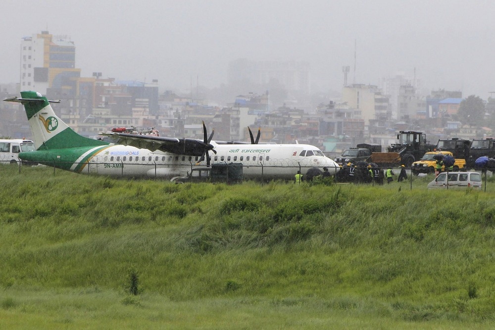 尼泊爾Yeti Airlines旗下1架ATR 72客機，15日在尼泊爾中西部城市波卡拉墜毀，圖為該公司同型機種。（資料照片／美聯社）