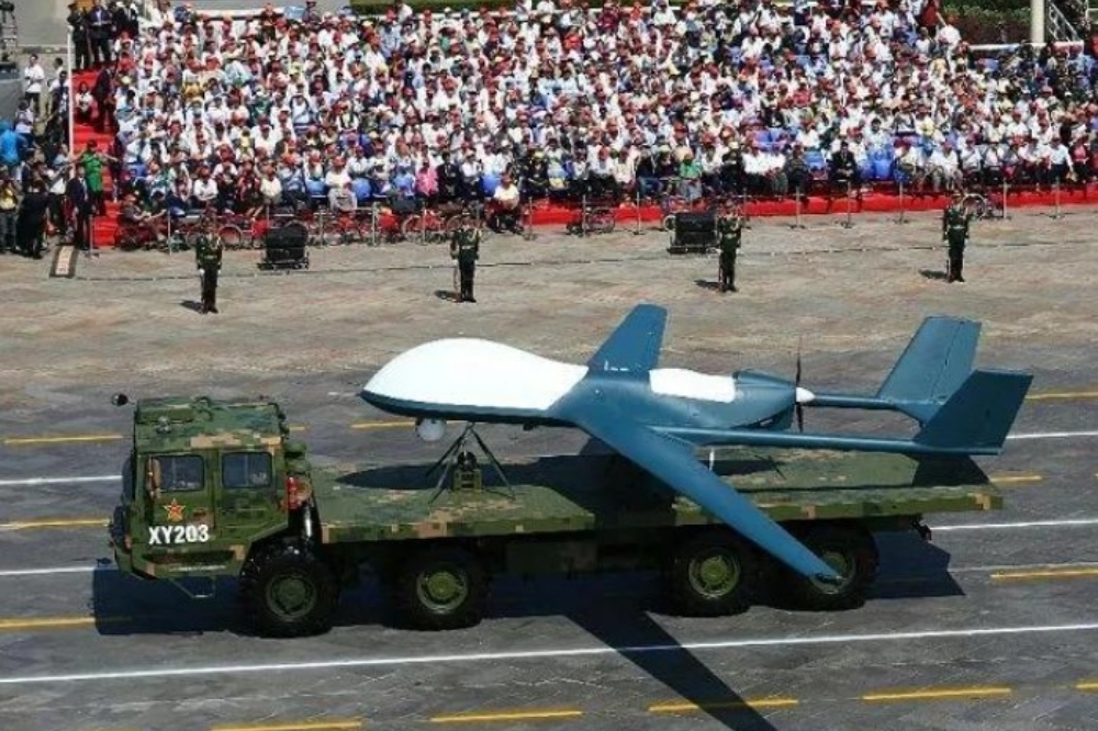中國解放軍機艦擾台，BZK-005（圖）無人機也在內。（取自微博）