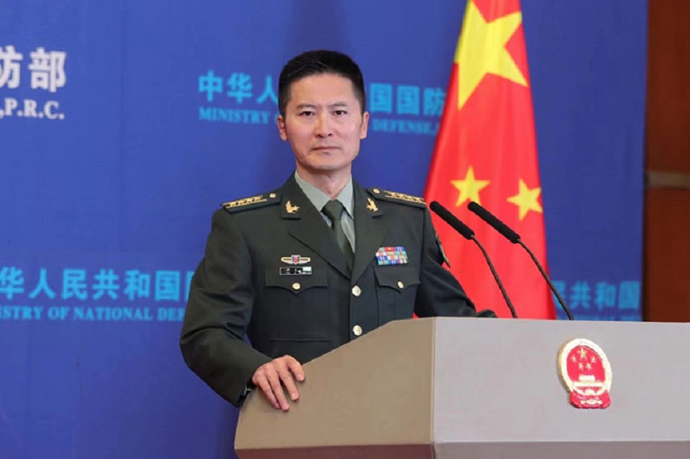 高空氣球遭到美國擊落，中國國防部發言人譚克非表示將保留「使用必要手段處置類似情況」的權利。（取自中國國防部網站）