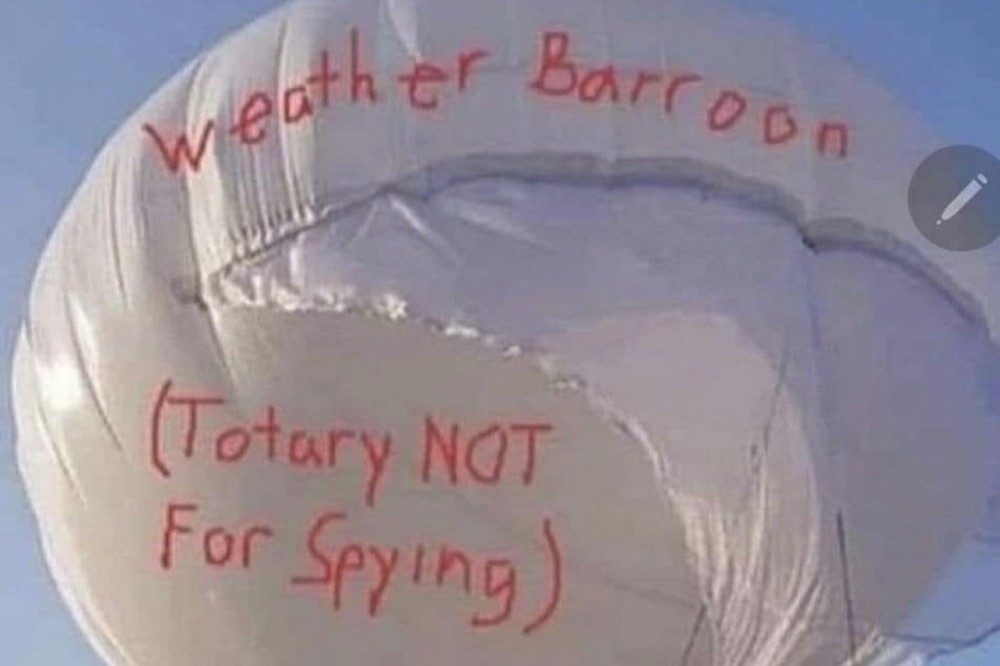 間諜氣球風波持續延燒，中國官方始終堅稱這些氣球只是作為「氣象研究」之用。（取自@drezzyclub推特）