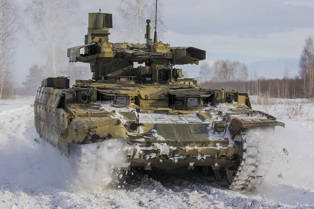 俄軍BMPT「終結者」火力支援車，在烏俄衝突中首創戰損紀錄。圖為先前測試時所攝。（取自俄國國防部）