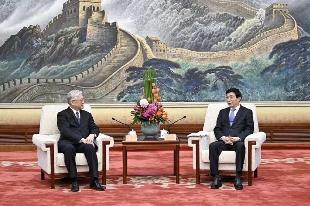 王滬寧「新時代解決台灣問題的總體方略」就是中國併吞台灣的方略，國民黨一意孤行與中共相互唱和，是對國際社會釋出錯誤訊號。（國民黨提供）