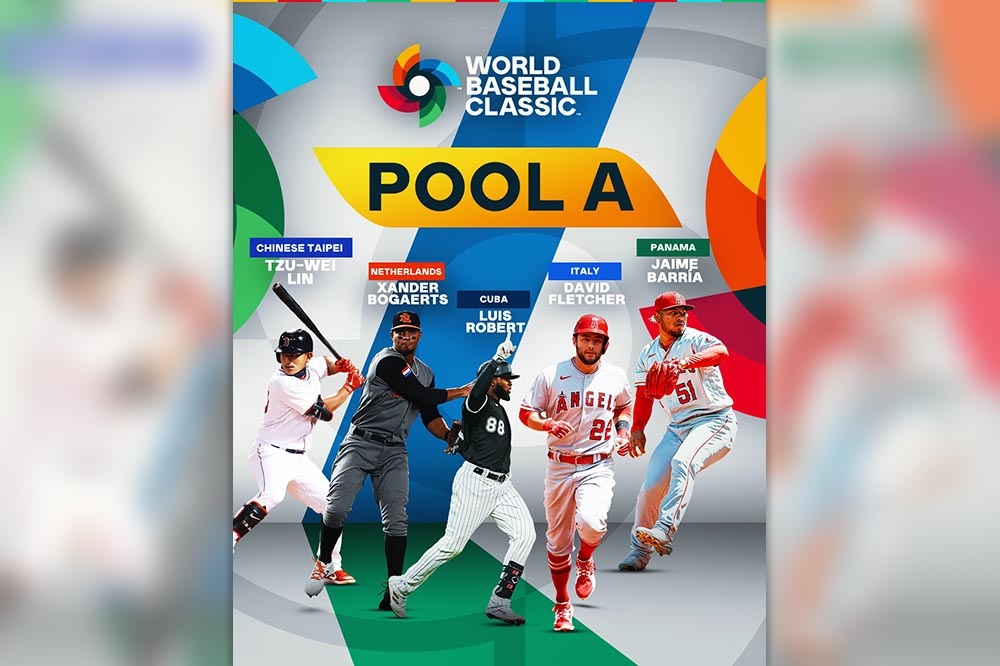 世界棒球經典賽（WBC）宣傳海報，已經可以看見中華隊林子偉的身影。（取自MLB推特）