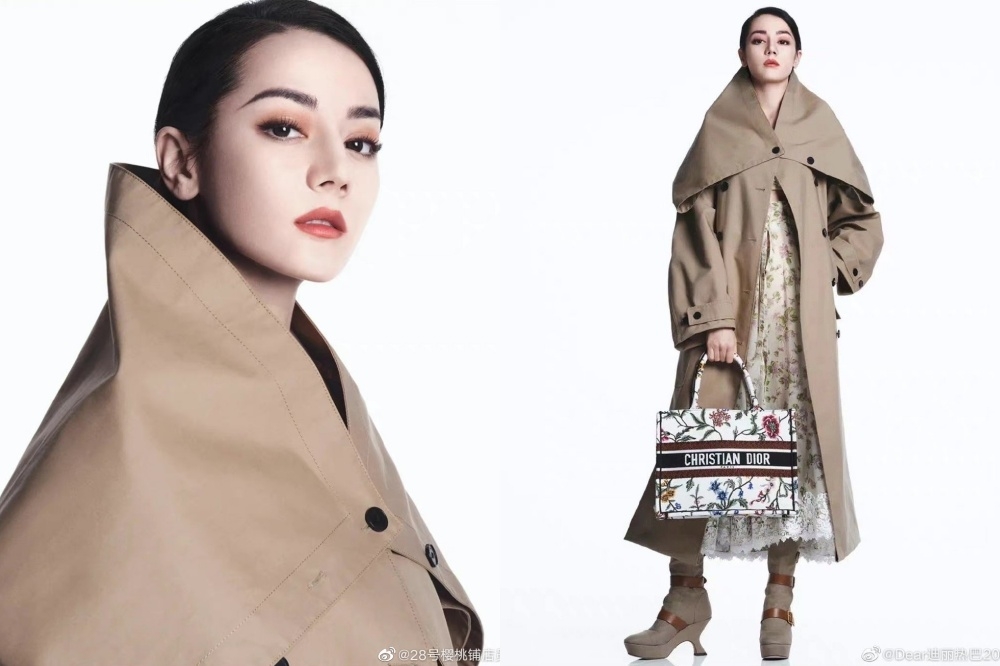 中國流量女星迪麗熱巴最近出現在Dior的2023春夏系列照片與影片中，她被網友懷疑拍攝中疑似掩孕肚，不過也有網友認為她可能是隱藏產後的肚皮。（取自微博）