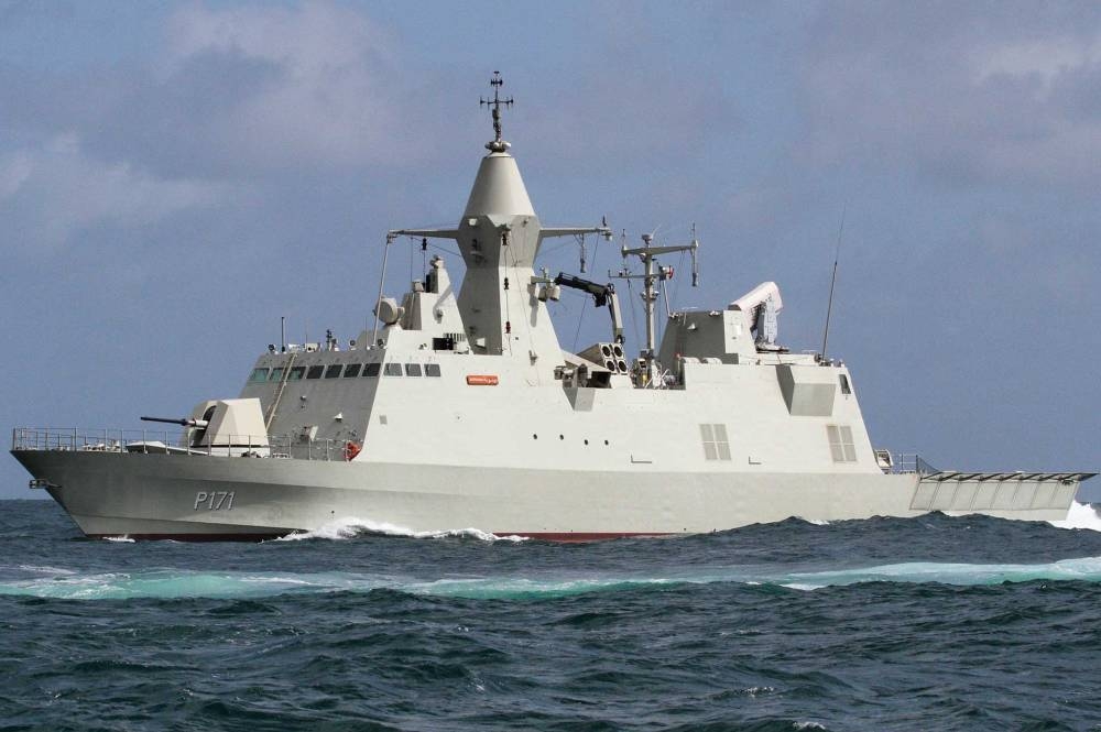 安哥拉採購的巡邏艦為法國CMN海事集團的BR71 MkII設計，目前阿聯海軍採購的6艘皆已服役多年，屬於成熟產品。（取自CMN海事集團）