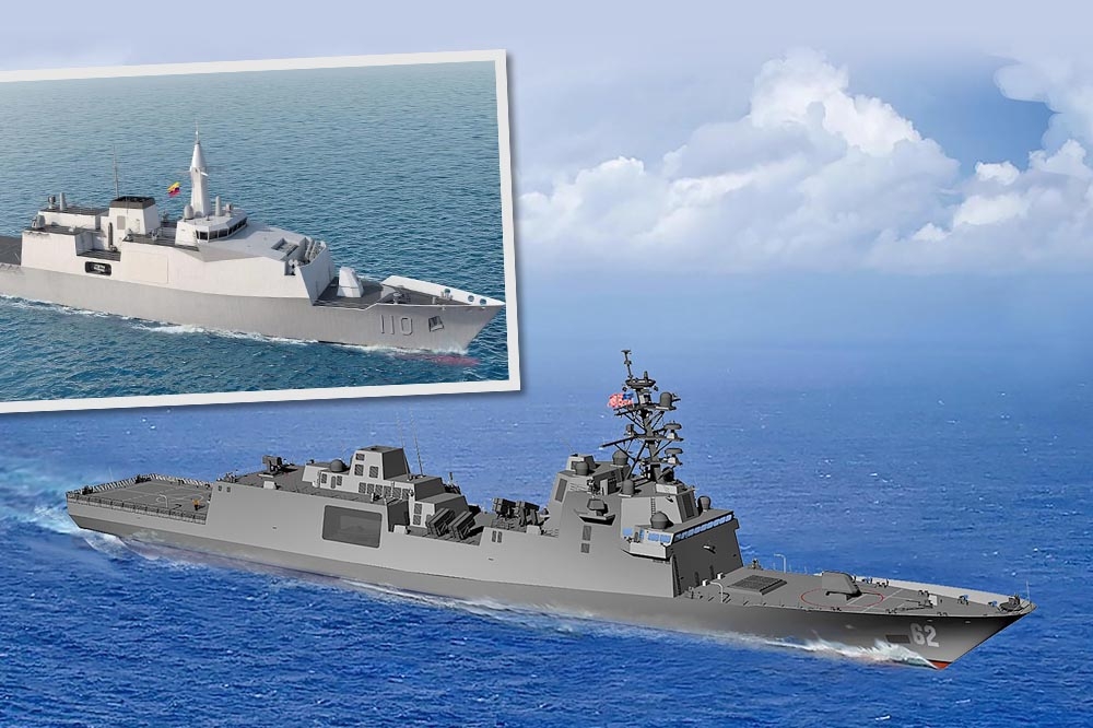 海軍提出兵力整建願景，未來主力首推星座級神盾艦，濱海則靠輕型巡防艦（小圖）強化戰力。（合成畫面／取自美國海軍、BMT集團）