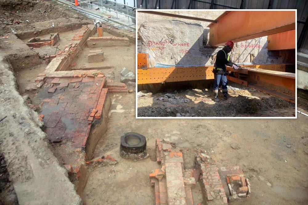 台南市鐵路地下化工程挖到遺跡，施工進度確定2次展延，無法在2026年底完工。（合成圖片／交通部鐵路局、台南市文資處提供）