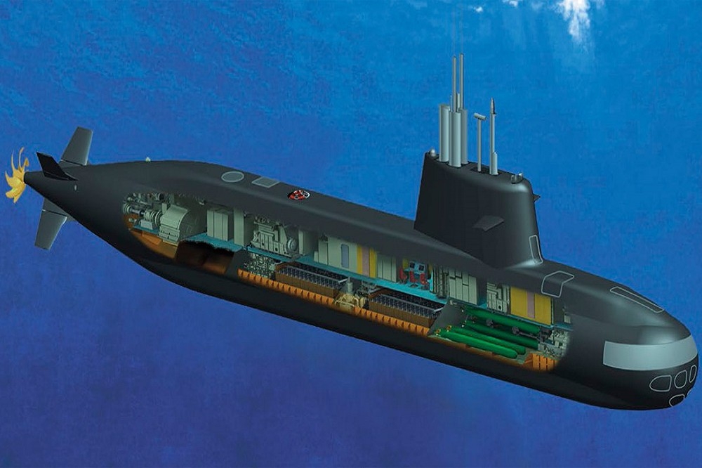 義大利船廠推出由S1000縮小設計後的S800潛艦，包括波灣與巴基斯坦等國都表達興趣，圖為S1000潛艦設計圖。（取自芬坎提里集團網站）