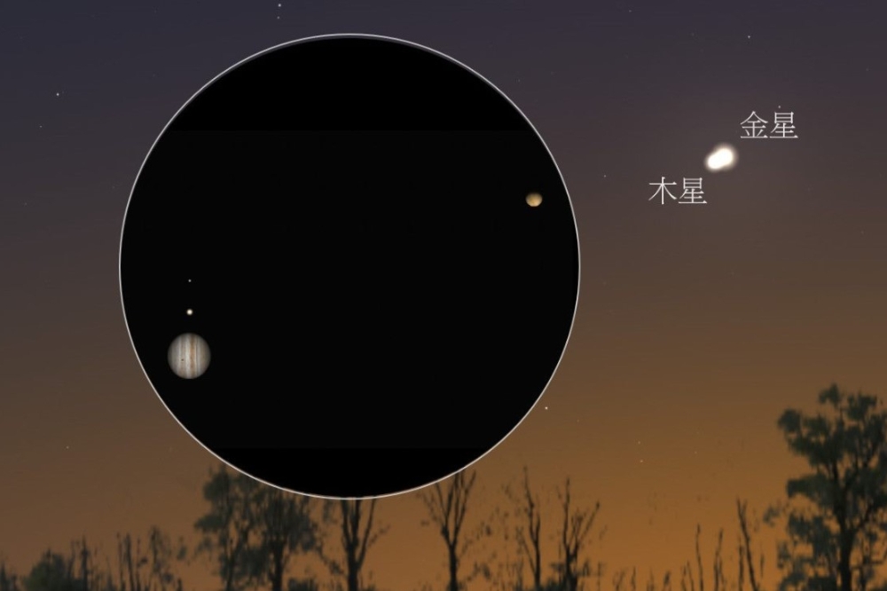 天文館預估明天（2日）晚上金星木星會合，這也是2行星距離最近又最亮的時候。（取自台北市立天文館）