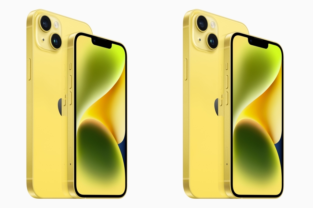 Apple iPhone 14 和 iPhone 14 Plus 黃色新色即將開賣（Apple 提供）