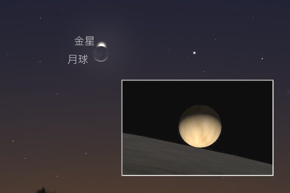 本周五（24日）將出現百年未曾肉眼可見的「月掩金星」奇景，有興趣的民眾別錯過。（取自台北市立天文館）