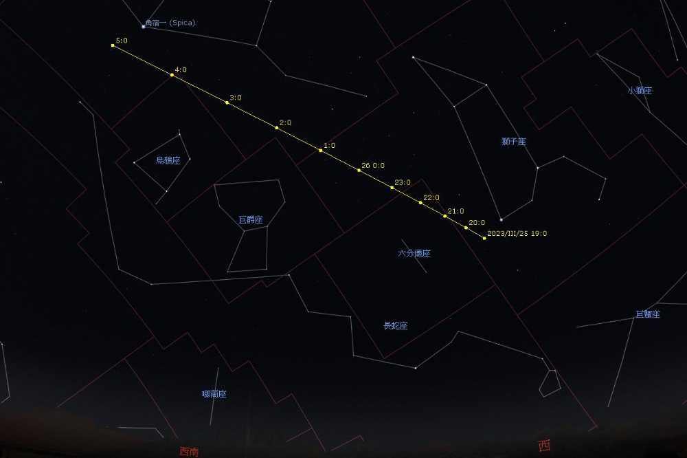 一顆名為「2023 DZ2」的近地小行星，將在明天凌晨4點左右，以時速28,000公里的速度從距離地球僅173,000公里處掠過地球。（取自台北天文館官網）