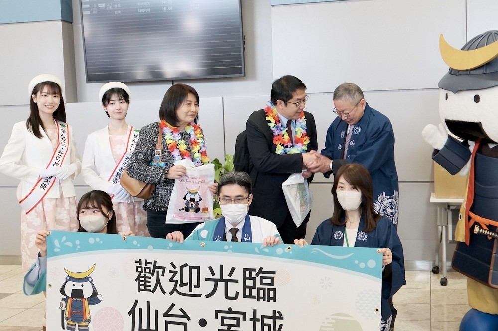 由台南直飛日本仙台的包機於今天（1日）正式首航。（台南市政府提供）