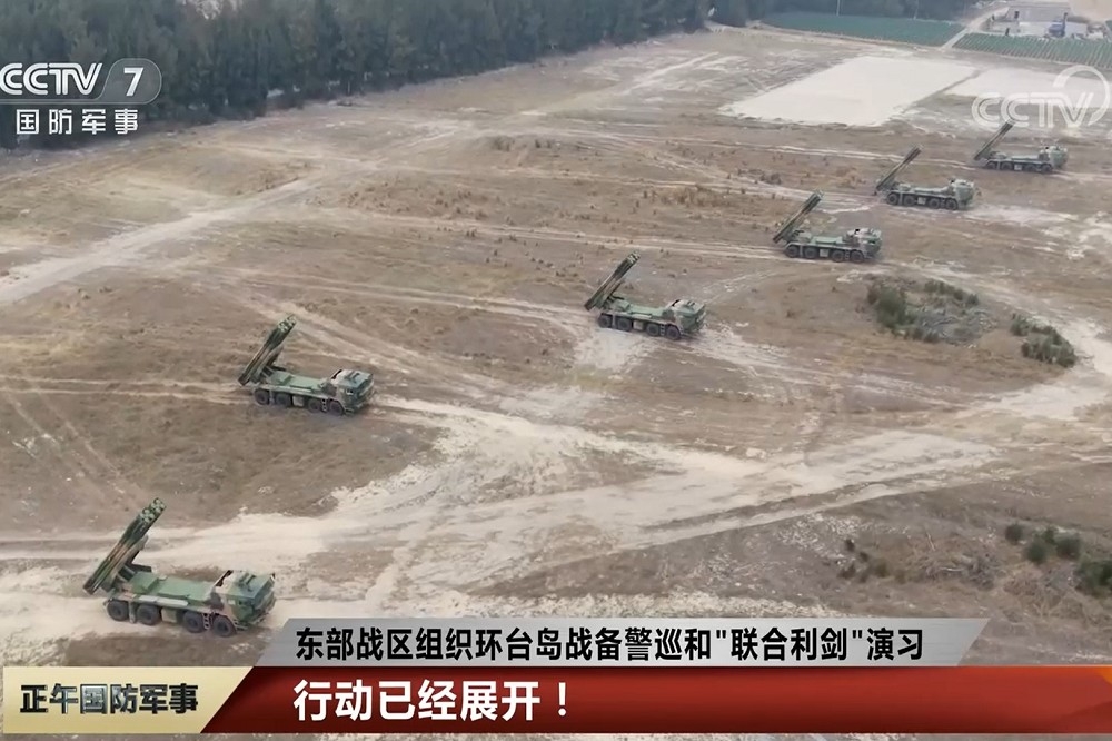 中國解放軍東部戰區，8日宣布展開環台軍演。（截自央視畫面）