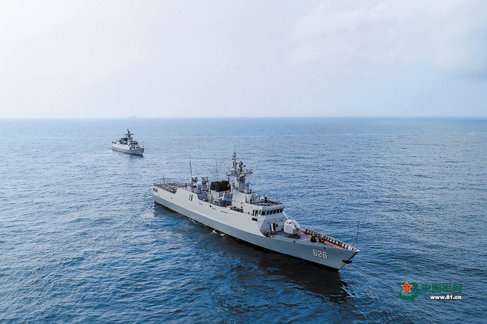中國海事局宣布，明日在珠江口海域進行軍事演習。圖為海上演訓的056A型「梧州號」巡邏艦。（取自中國軍網）