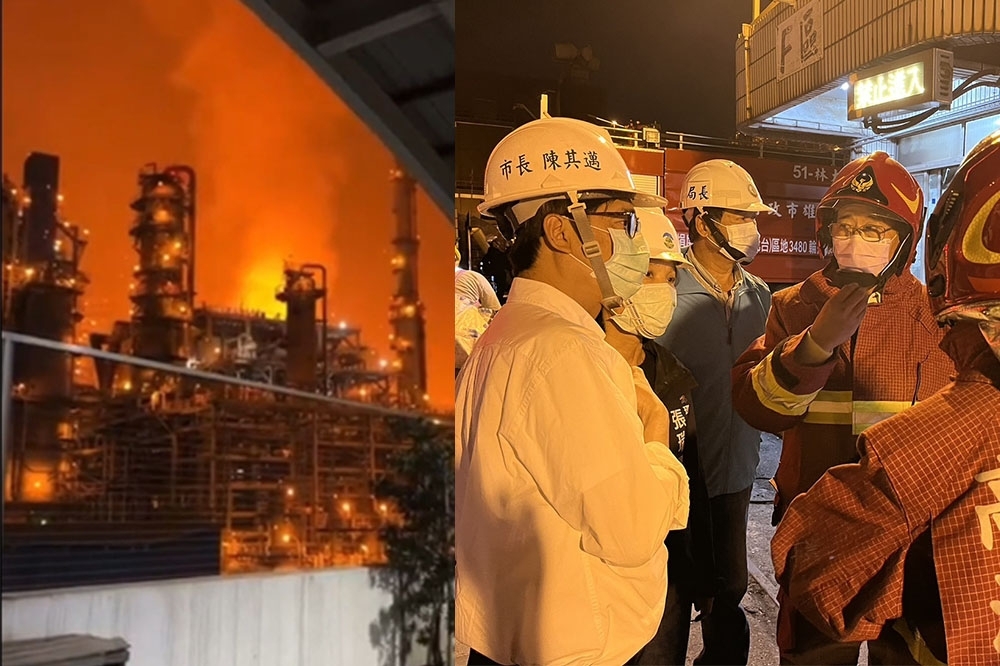 中油大林煉油廠去年10發生恐怖氣爆，當時市長陳其邁也到現場勘查。（資料照片／翻攝畫面）