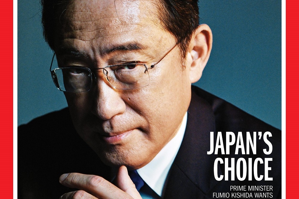 日本首相岸田将登《时代》杂志封面　要日本摒弃和平主义「成为军事强国」(photo:UpMedia)