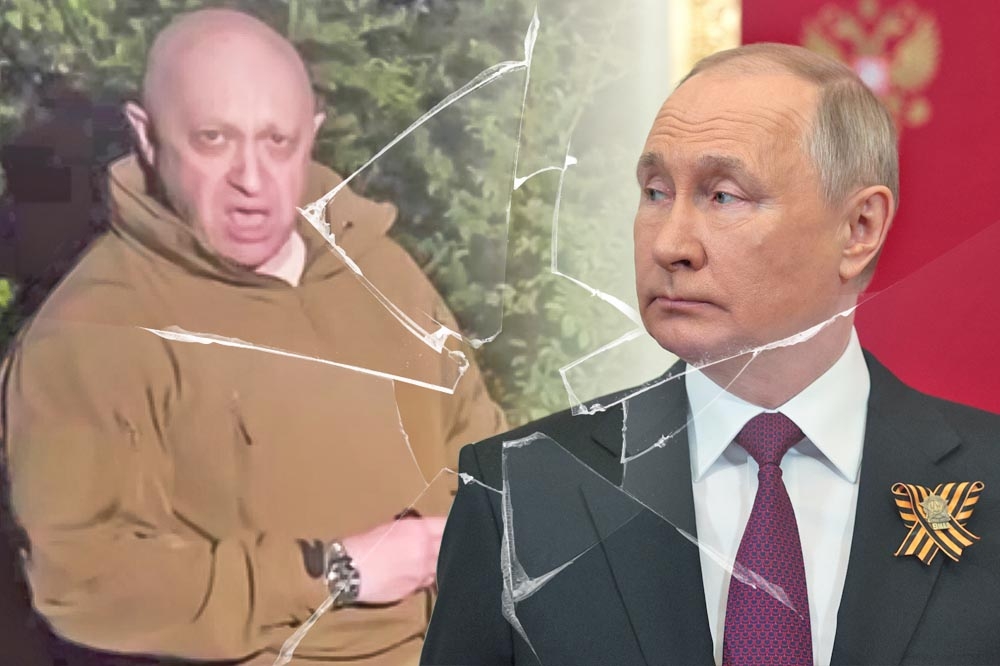 華格納首腦普里戈辛（左）與俄國總統普丁（右）的關係似出現裂痕。（合成照片／美聯社）
