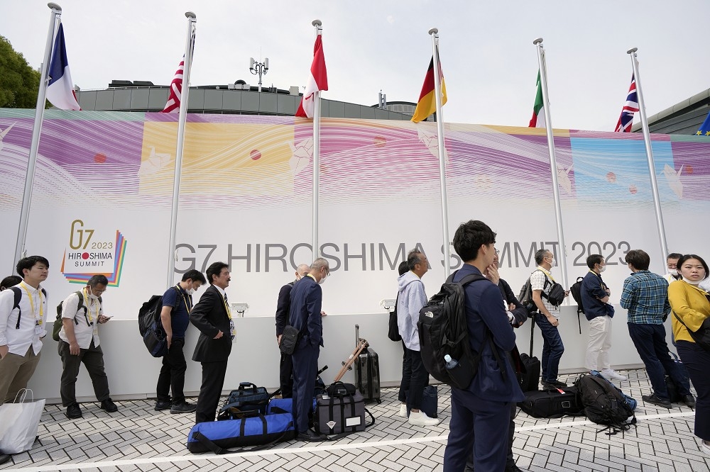 G7峰會將在日本廣島舉行，許多媒體己到現場準備採訪。（美聯社） 