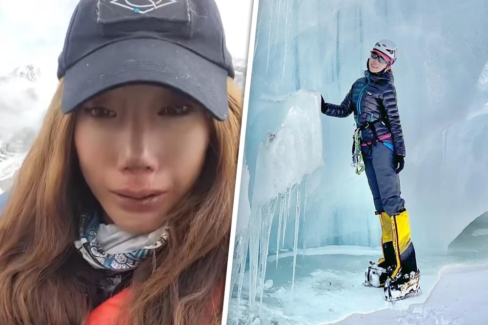 曾格爾日前挑戰無氧登頂聖母峰，但她今天（24日）發布影片表示「身體真的撐不住」，只能中斷挑戰。（擷取自曾格爾臉書）