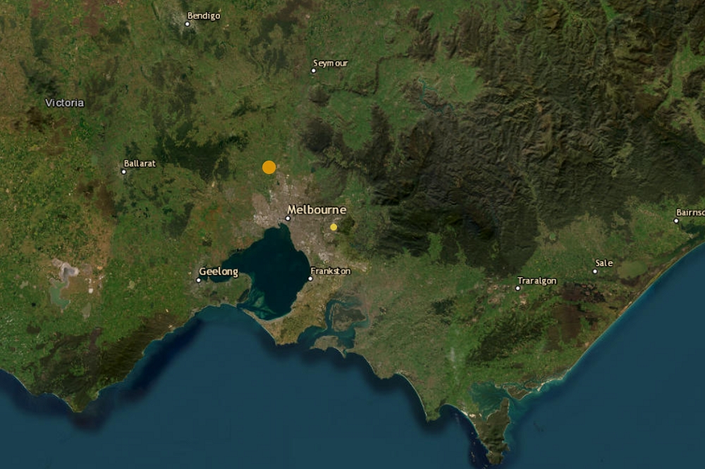 澳洲墨爾本28日深夜發生一起規模3.8的地震，震源深度僅2公里。（圖取自澳洲地球科學局官網）
