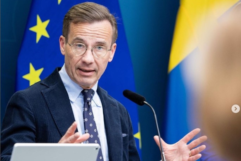 瑞典總理克里斯特森5月30日出席「斯德哥爾摩中國論壇」，公開表達關切台海安全局勢。（取自Ulf Kristersson IG）