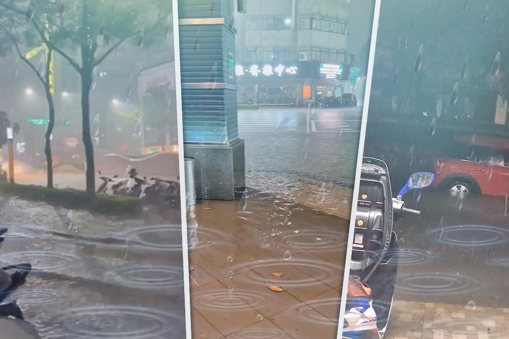 高雄市4日晚間下起豪雨，市區各地傳出積水災情。（取自陳其邁臉書）