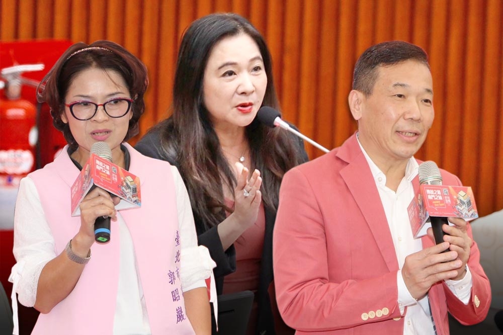 國民黨市議員郭昭巖（左）、應曉薇（中）、鍾小平（右）將參與台北市第五選區（中正、萬華）黨內初選。（合成圖片／王侑聖攝）