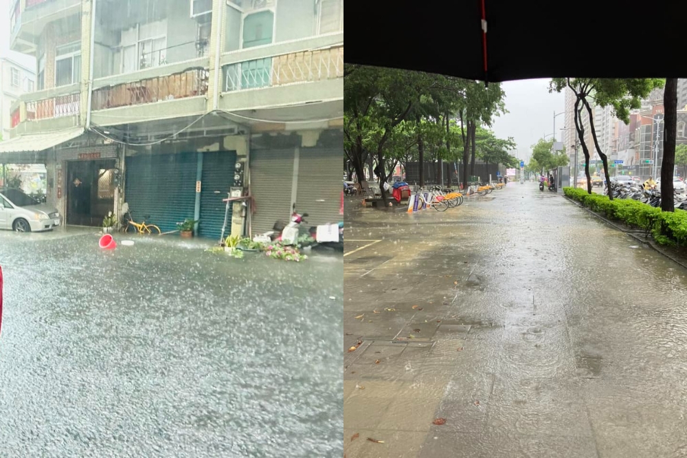 高雄12日下大雨，不少地區傳出積水災情。（取自陳其邁、林浤澤里長臉書）
