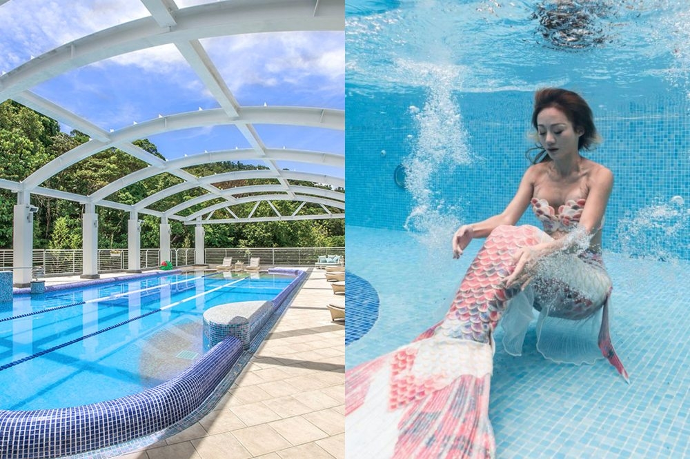 北投大地酒店今夏推出「水中精靈的夏日魔法」系列活動，於露天泳池帶來「美人魚水中互動秀」。（大地酒店提供）