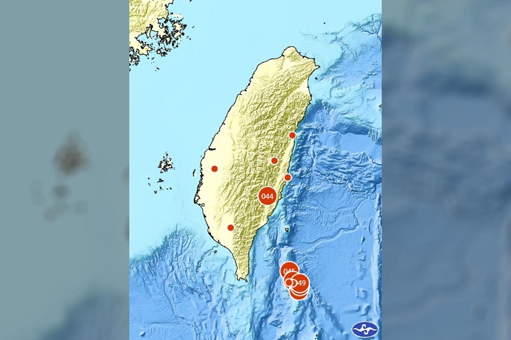氣象局發布地震報告，今天凌晨開始，台東地區連7震。（取自中央氣象局）