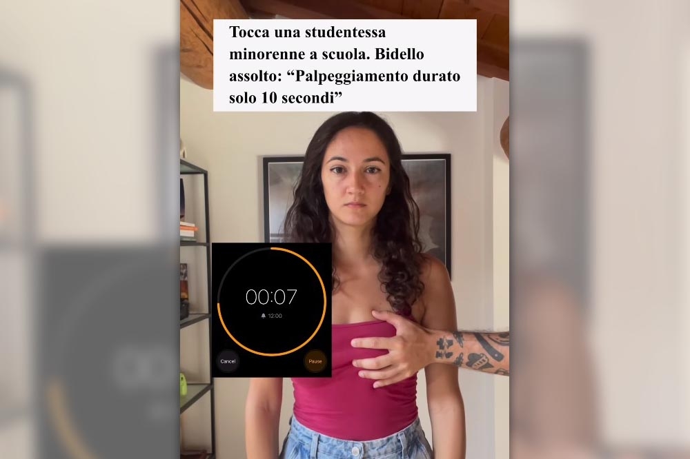 義大利網友紛紛在社群平台發布摸胸影片，聲援被害少女。（取自IG）