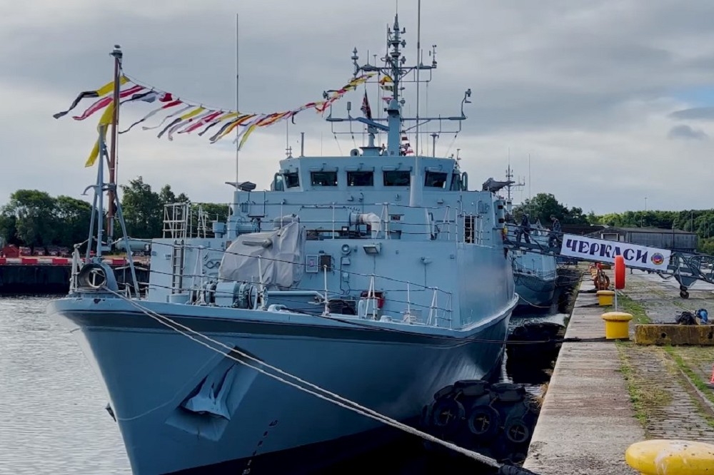 英國援助烏克蘭重建海軍的UNCEP計劃，援助的2艘桑當級獵雷艦正式成軍，達成初始目標。（截自影片）