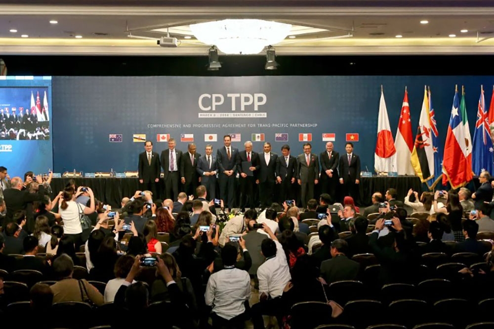 《跨太平洋夥伴全面進步協定》16日在紐西蘭舉行部長級會議，將討論台灣與中國的入會申請。圖為2018時會議照。（取自美聯社）