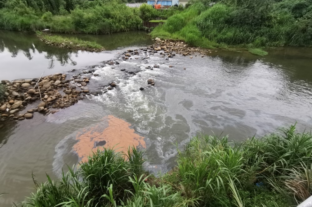 新竹鳳山溪遭廢棄溶劑汙染。（取自關西鎮鄉土文化協會臉書粉絲專頁）