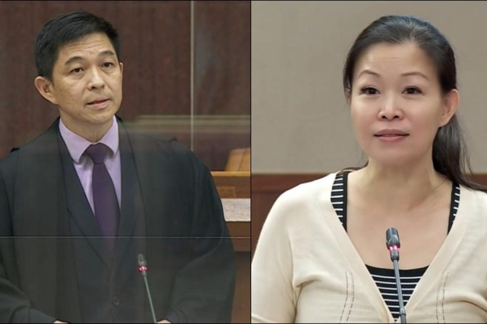 新加坡議長陳川仁（左）被傳與同黨議員鍾麗慧（右）有「不正當關係」。（取自推特）