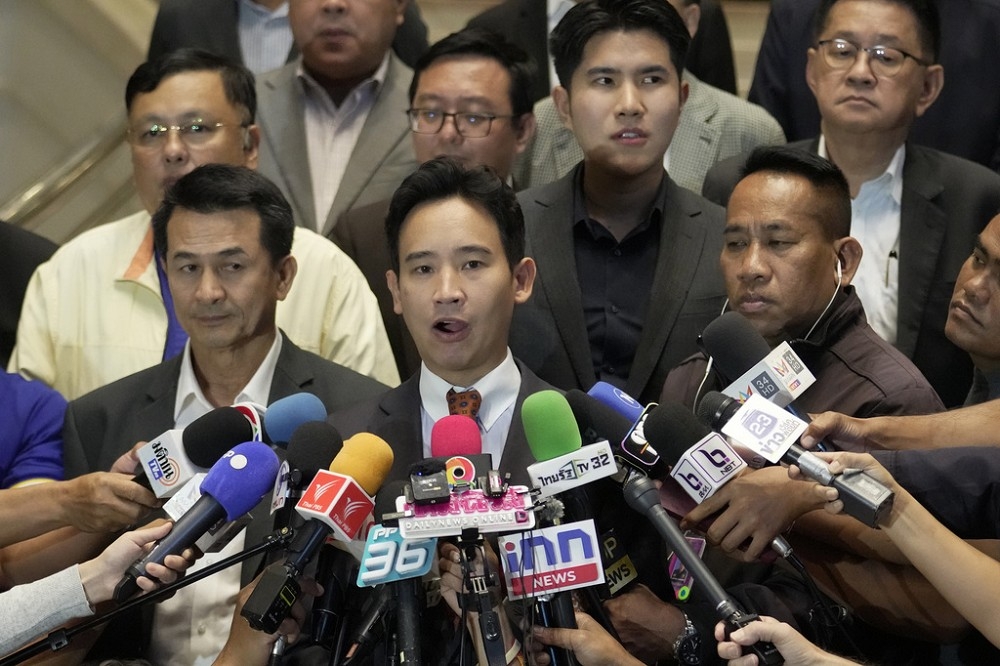 泰國前進黨黨魁皮塔表示，總理選舉再次落敗就將機會讓賢給為泰黨，叫板軍方意味濃厚。（美聯社）