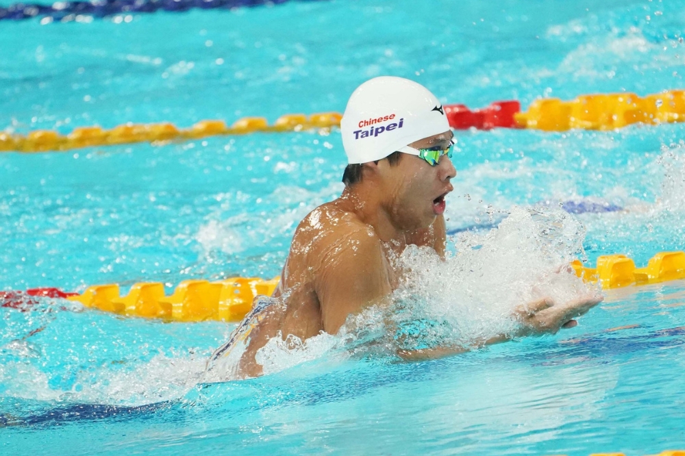 王星皓在世大運男子游泳200公尺混合式中獲得銀牌，這也是中華隊在游泳項目的第一面獎牌。（大專體總提供）