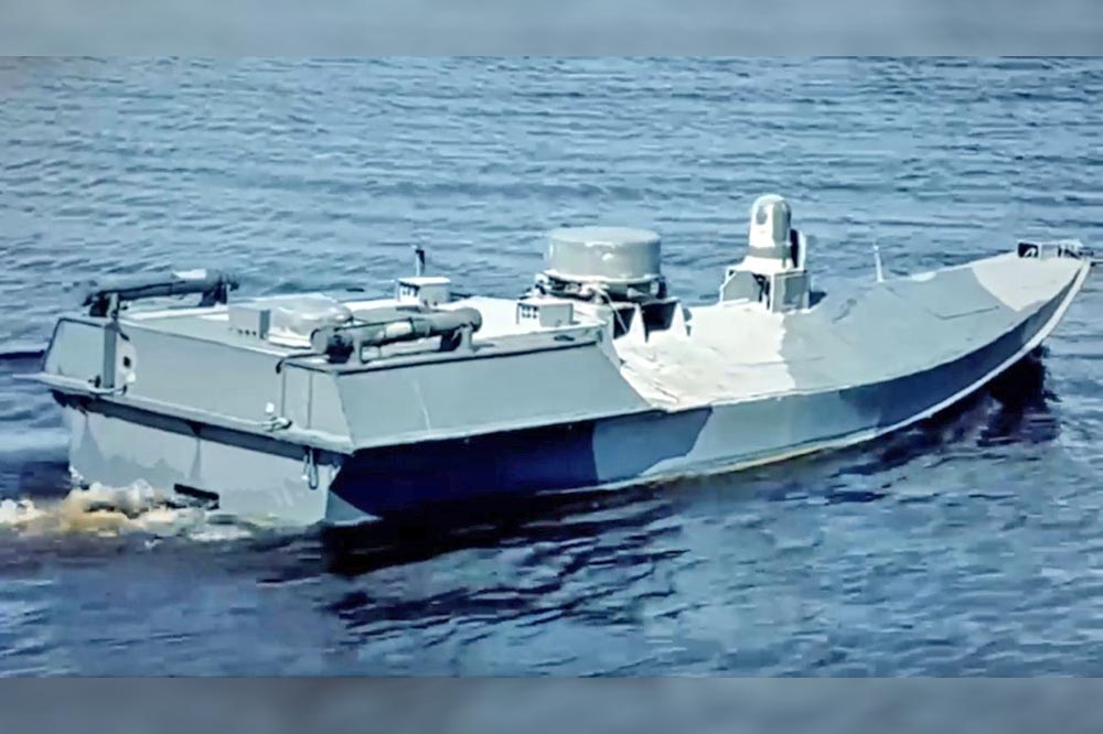 烏克蘭最新公開的新型無人艇，擁有長程攻擊能力，已可威脅俄羅斯在黑海上的任何艦艇。（圖片摘自網路）