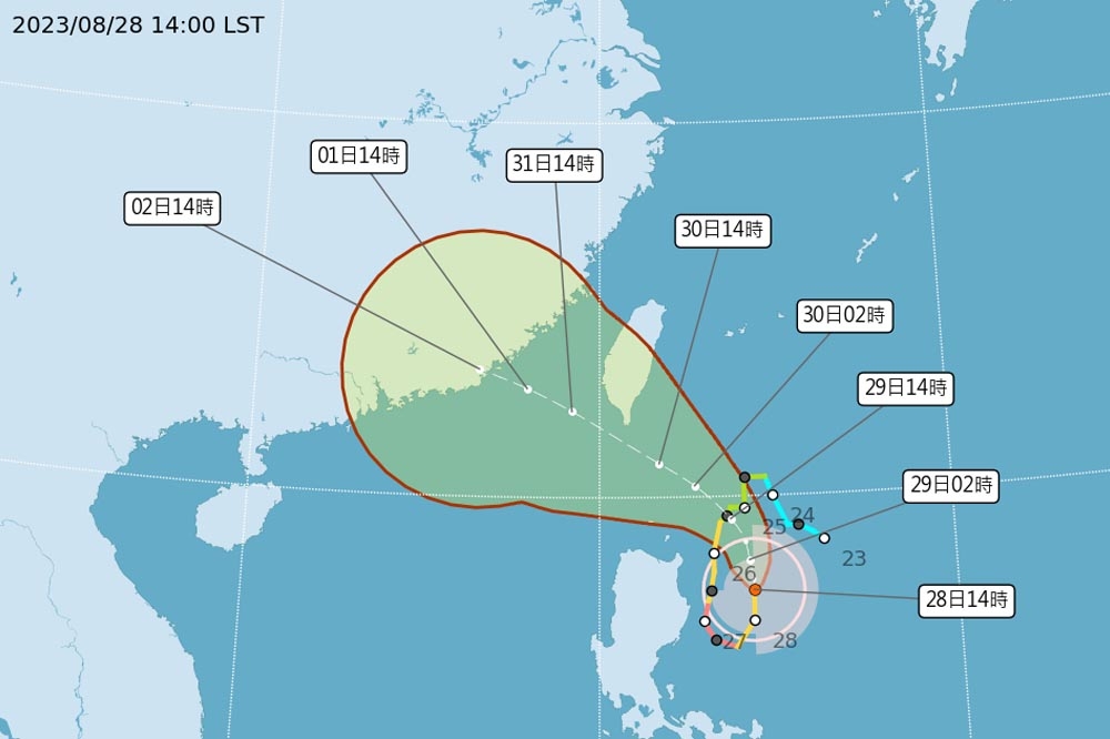 蘇拉的強度又回到強烈颱風的等級，氣象局預計在晚間8點宣布。（取自中央氣象局網站）