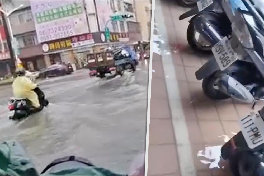 屏東市區今天因午後降雨，造成不少地區都淹水。（擷取自吃喝玩樂臉書粉專）