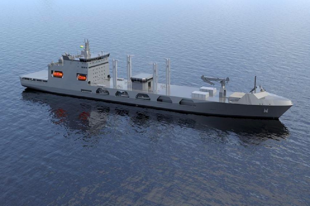 印度海軍採購的艦隊支援艦想像圖。（取自Naval News）