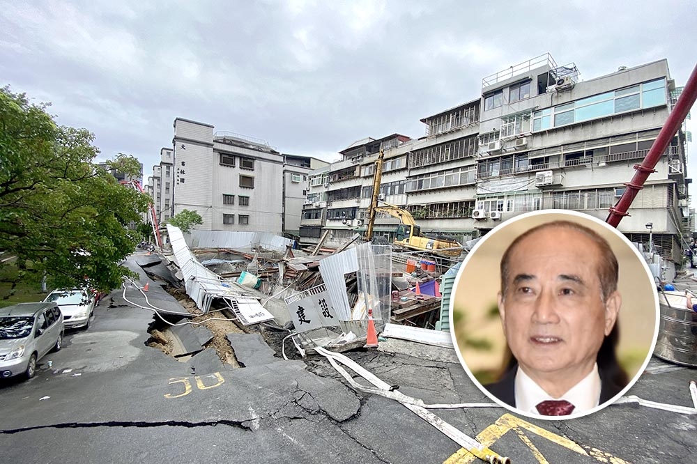 台北市大直民宅倒塌，傳前立法院長王金平就住在附近。（合成畫面／張哲偉攝）