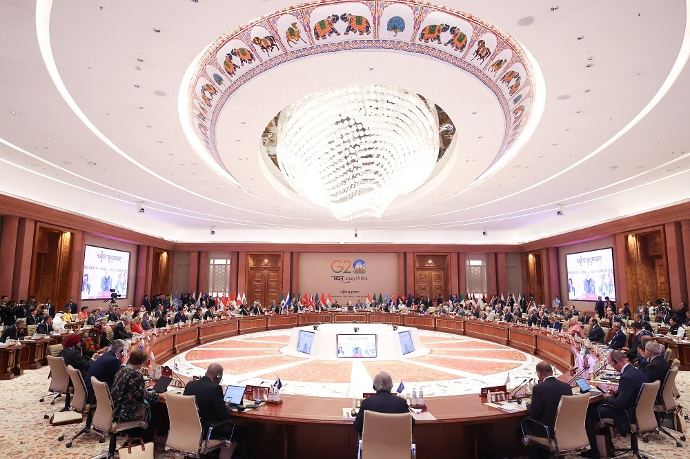 G20峰會首日通過非洲聯盟加入的提案，但各方對於會後宣言涉及烏克蘭的內容意見分歧。（取自莫迪X社群平台）
